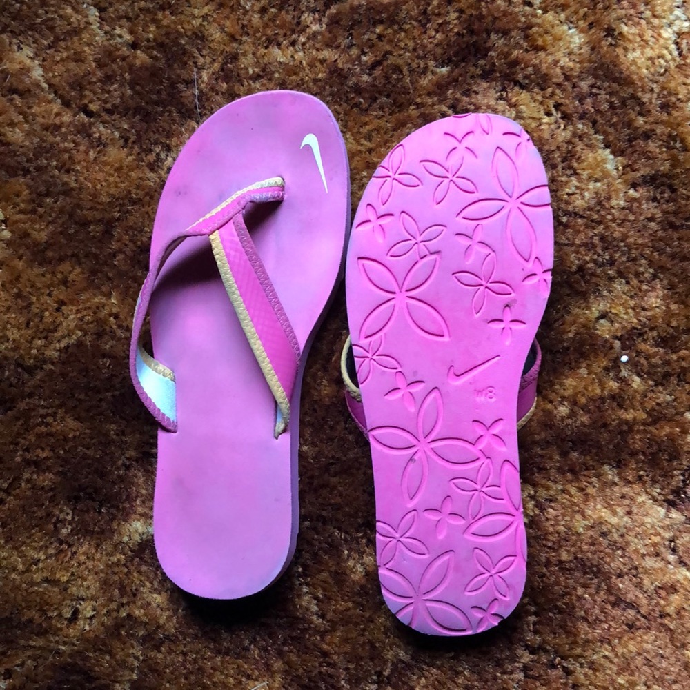 Pink sandals.